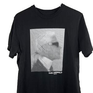 Karl Lagerfeld Paris Silhouette Optical Illusion Black T-shirt‎ Men's Size M